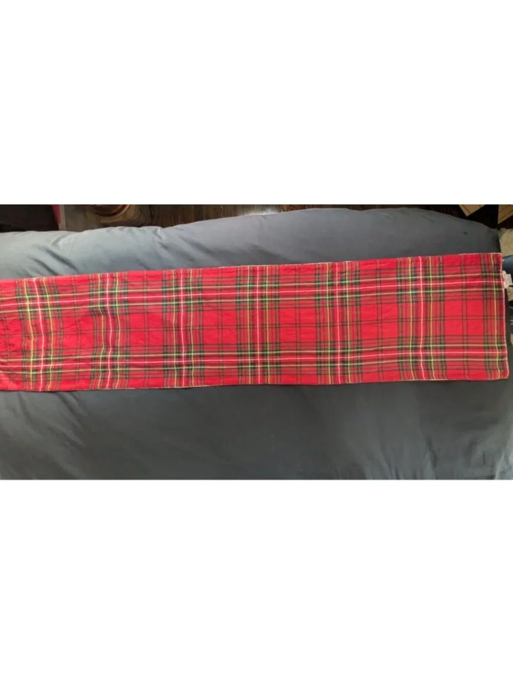 Bee & Willow Table Runner Dresser Scarf Reversible Red or Green Plaid 73x13